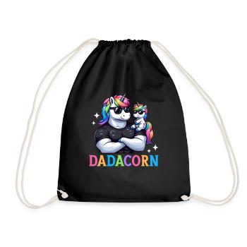 Dadacorn Unicorn Dad Dad Father's Day Daughter - Drawstring Bag - black - Front