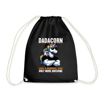 Dadacorn Unicorn Dad Dad Father's Day Daughter - Drawstring Bag - black - Front