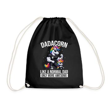 Dadacorn Unicorn Dad Dad Father's Day Daughter - Drawstring Bag - black - Front