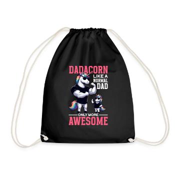 Dadacorn Unicorn Dad Dad Father's Day Daughter - Drawstring Bag - black - Front