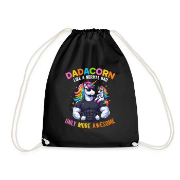 Dadacorn Unicorn Dad Dad Father's Day Daughter - Drawstring Bag - black - Front