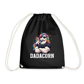 Dadacorn Unicorn Dad Dad Father's Day Daughter - Drawstring Bag - black - Front
