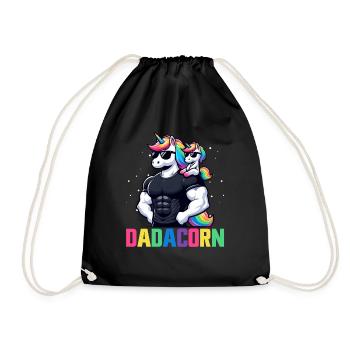 Dadacorn Unicorn Dad Dad Father's Day Daughter - Drawstring Bag - black - Front