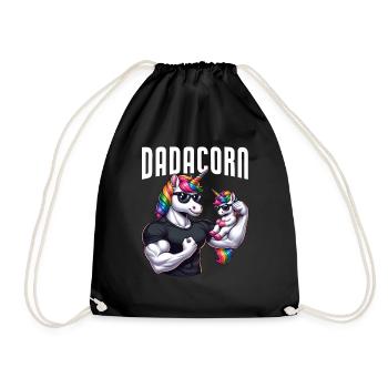Dadacorn Unicorn Dad Dad Father's Day Daughter - Drawstring Bag - black - Front
