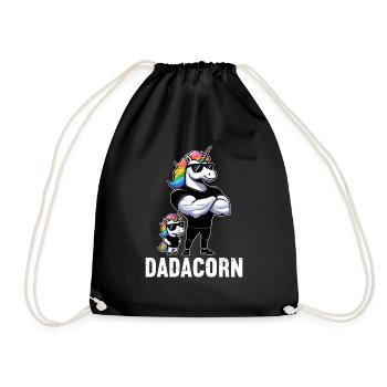 Dadacorn Unicorn Dad Dad Father's Day Daughter - Drawstring Bag - black - Front