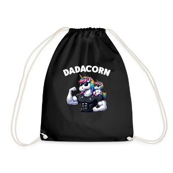 Dadacorn Unicorn Dad Dad Father's Day Daughter - Drawstring Bag - black - Front