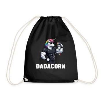 Dadacorn Unicorn Dad Dad Father's Day Daughter - Drawstring Bag - black - Front