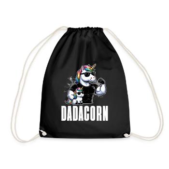 Dadacorn Unicorn Dad Dad Father's Day Daughter - Drawstring Bag - black - Front