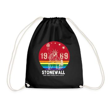 The First Pride Was A Riot 1969 Stonewall LGBTQ - Drawstring Bag - black - Front