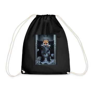 Fuchs Toilette lesen Zeitung Geschenk - Turnbeutel - Schwarz - Vorne