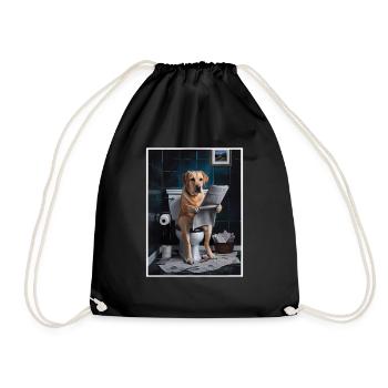 Labrador Toilette Zeitung lesen Geschenk - Turnbeutel - Schwarz - Vorne