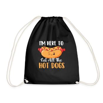 I'm Here To Eat All The Hot Dogs - Funny Hot Dog - Drawstring Bag - black - Front