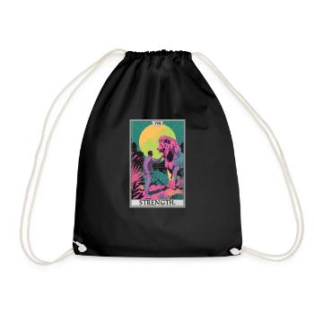 Tarotkarten Tarotkarte Strength Kraft - Turnbeutel - Schwarz - Vorne