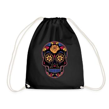 Colorful Muertos Day Of Dead Halloween - Drawstring Bag - black - Front