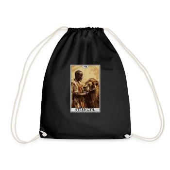 Tarotkarten Tarotkarte Strength Kraft - Turnbeutel - Schwarz - Vorne
