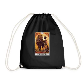 Tarotkarten Tarotkarte Strength Kraft - Turnbeutel - Schwarz - Vorne