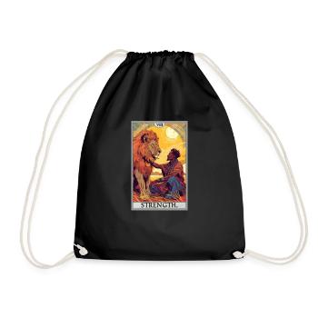 Tarotkarten Tarotkarte Strength Kraft - Turnbeutel - Schwarz - Vorne