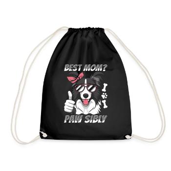 Border Collie Mutter Best Mom Pawsibly - Drawstring Bag - black - Front