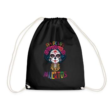 Catrina Floral Muertos Tag der Toten Halloween - Turnbeutel - Schwarz - Vorne