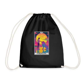 Tarotkarten Tarotkarte Strength Kraft - Turnbeutel - Schwarz - Vorne
