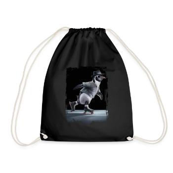 Pinguin Eiskunstlauf Geschenk - Turnbeutel - Schwarz - Vorne