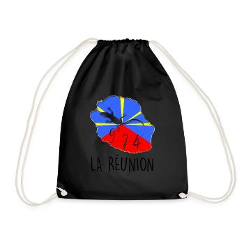 Familienflagge Reunion Island Kleines Reptil - Turnbeutel - Schwarz - Vorne