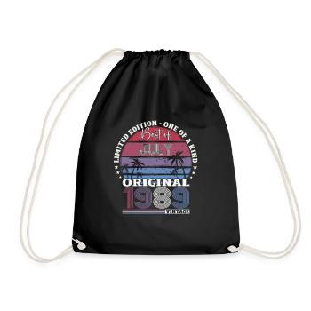 35th Birthday Original 1989 Vintage 1989 - Drawstring Bag - black - Front