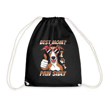 Greyhound Greyhound Mother Best Mom Pawsibly - Drawstring Bag - black - Front