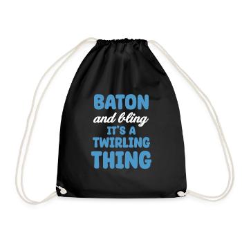 Baton Twirling It's Catching Marching Cheerleader - Drawstring Bag - black - Front