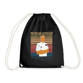 flag USA physician assisutant Rretro Student - Drawstring Bag - black - Front
