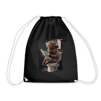 Bison-Toilette Geschenk - Turnbeutel - Schwarz - Vorne