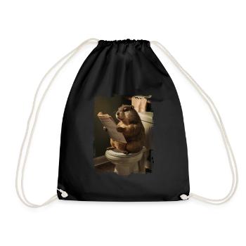 Murmeltiertoilette Geschenk - Turnbeutel - Schwarz - Vorne