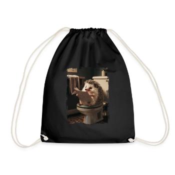Igeltoilette Geschenk - Turnbeutel - Schwarz - Vorne