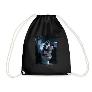 Pinguin-ToiletteGeschenk - Turnbeutel - Schwarz - Vorne