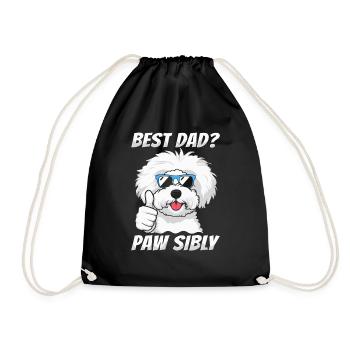 Bichon Frize Father Best Dad Pawsibly - Drawstring Bag - black - Front