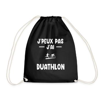 Ich kann nicht Ich habe Duathlon Geschenk Duathlet - Turnbeutel - Schwarz - Vorne