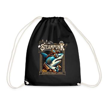 Steampunk Hai Comic - Turnbeutel - Schwarz - Vorne