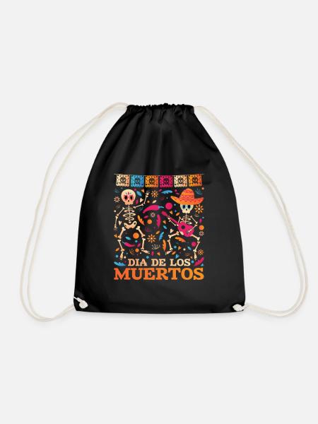 Dia De Los Muertos Day Of Dead Halloween Party - Drawstring Bag - black