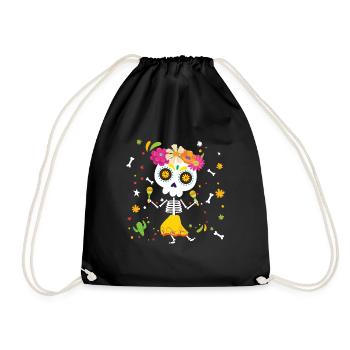 La Catrina Muertos Tag der Toten Halloween - Turnbeutel - Schwarz - Vorne