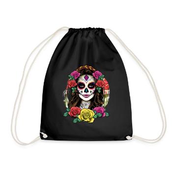 La Calavera Skeleton Muertos Day Of Dead Halloween - Drawstring Bag - black - Front