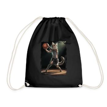 Katze spielt Basketball Geschenk - Turnbeutel - Schwarz - Vorne