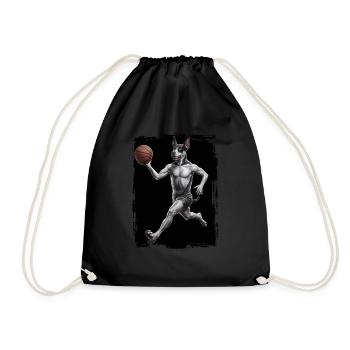 Hund spielt Basketball Geschenk - Turnbeutel - Schwarz - Vorne