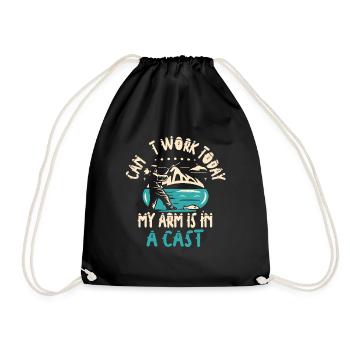 Fisherman I Can't Work Today My Arm Is in a cast - Drawstring Bag - black - Front
