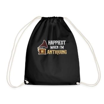 I'm happiest when I'm looking for antiques - Drawstring Bag - black - Front