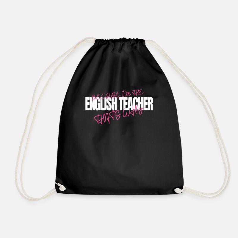 Funny Teaching English Teacher - Drawstring Bag - black