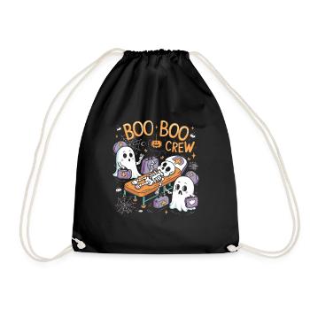 Boo Crew Halloween Nurse Ghost Skeleton Funny - Drawstring Bag - black - Front