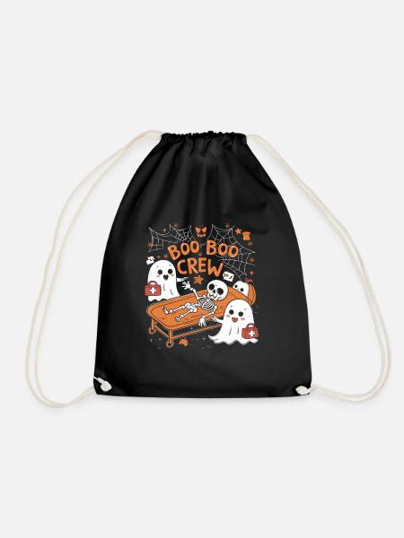 Boo Crew Halloween Nurse Ghost Skeleton Funny - Turnbeutel - Schwarz