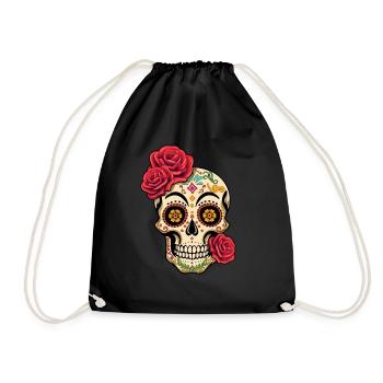 Rose Skeleton Muertos Day Of Dead Halloween - Drawstring Bag - black - Front