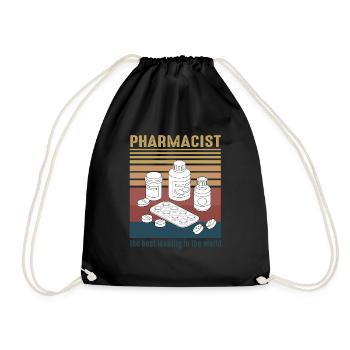 Future Vintage Retro Pharmacist Pharmacy Tech - Drawstring Bag - black - Front