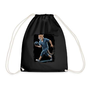 Gepard spielt Bowling Geschenk - Turnbeutel - Schwarz - Vorne